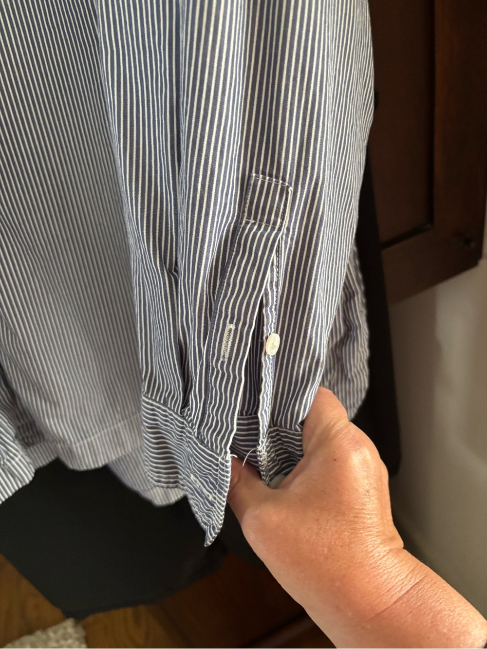 Banana Republic Navy and White Pinstripe Shirt - Picture 5 of 7